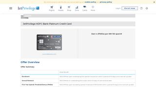 
                            11. JetPrivilege HDFC Bank Platinum Credit Card - JetPrivilege