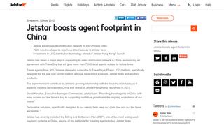 
                            6. Jetstar boosts agent footprint in China - newsroom.jetstar.com