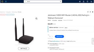 
                            4. Jetstream N300 WiFi Router 2.4GHz, 802.11a/b/g/n - Walmart Exclusive!