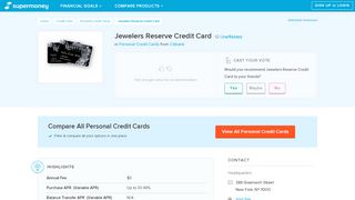 
                            7. Jewelers Reserve Credit Card - supermoney.com