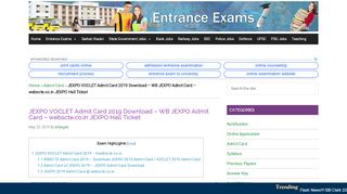 
                            9. JEXPO Admit Card WB VOCLET 2019 download - Entrance Exams