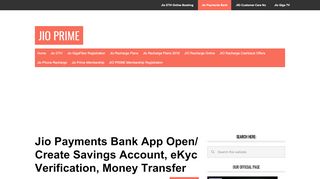 
                            8. Jio Payments Bank App Open/ Create Savings Account, eKyc ...