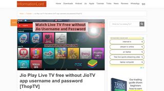 
                            1. Jio Play Live TV free without JioTV app username and ...