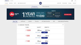 
                            1. Jio Prepaid Recharge Plans - Online Mobile Recharge & Offers