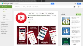 
                            9. JioTV – LIVE Cricket, TV, Movies - Apps on Google Play