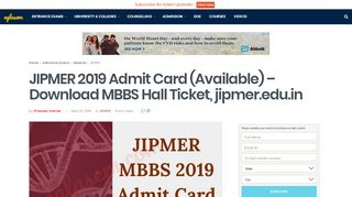 
                            2. JIPMER 2019 Admit Card (Available) - Download MBBS Hall ...