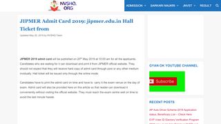 
                            6. JIPMER Admit Card 2019: jipmer.edu.in Hall Ticket from