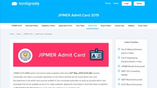 
                            3. JIPMER Admit card 2019 | Steps to download hall ticket ...