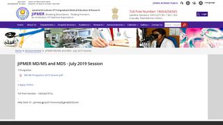 
                            4. JIPMER MD/MS and MDS - July 2019 Session | Jawaharlal ...