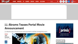 
                            5. J.J. Abrams Teases Portal Movie Announcement | Den of Geek