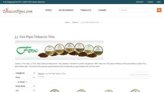 
                            9. J.J. Fox Pipe Tobacco Tins available at TobaccoPipes.com