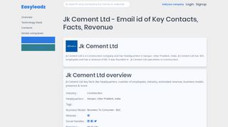 
                            8. Jk Cement Ltd - Email id of Key Contacts, Facts, Revenue