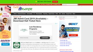 
                            5. JMI Admit Card 2019 (Available) – Download Hall …