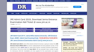 
                            1. JMI Admit Card 2019, Download Jamia Entrance …