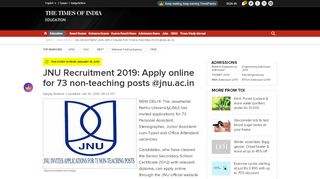 
                            8. JNU Recruitment 2019: Apply online for 73 non-teaching posts @jnu ...