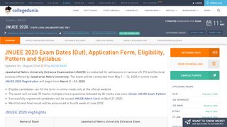 
                            6. JNUEE 2020 Exam Dates(Out), Application Form, Eligibility ...