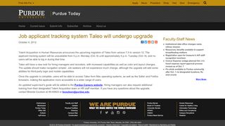 
                            2. Job applicant tracking system Taleo will undergo upgrade - Purdue ...