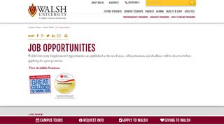 
                            8. Job Opportunities - Walsh University