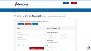 
                            2. Job Seeker Sign Up and Login - GovtJobs