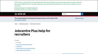 
                            2. Jobcentre Plus help for recruiters - GOV.UK