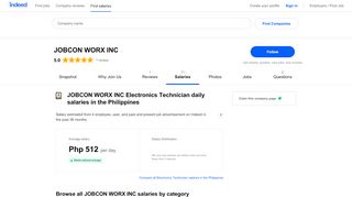 
                            4. JOBCON WORX INC Electronics Technician Salaries in the ... - Indeed