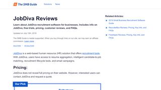 
                            8. JobDiva Reviews, Pricing, Key Info, and FAQs - The SMB Guide