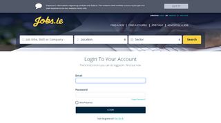 
                            8. Jobseeker login - Jobs.ie - Jobs in Ireland. …