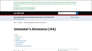 
                            1. Jobseeker's Allowance (JSA) - GOV.UK