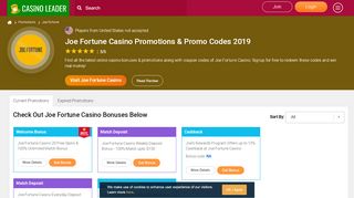 
                            4. Joe Fortune Casino Free Spins & Bonus Promo Code August 2019