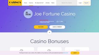 
                            3. Joe Fortune Casino has a $1000 Sign Up Bonus