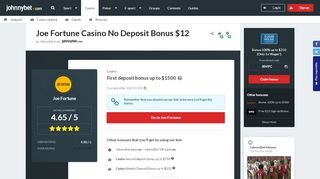 
                            2. Joe Fortune Casino No Deposit Bonus $12 - Promo Without ...