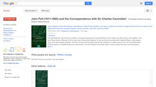 
                            7. John Pell (1611-1685) and His Correspondence with Sir Charles ...