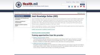 
                            6. Joint Knowledge Online (JKO) | Health.mil