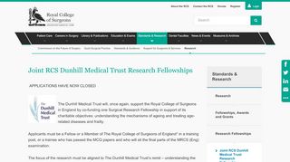 
                            5. Joint RCS Dunhill Medical Trust Research Fellowships — Royal ...