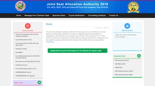 
                            1. Joint Seat Allocation Authority 2019 - josaa.nic.in