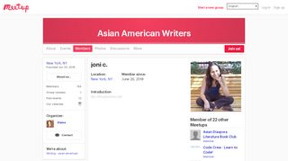 
                            8. joni c. - Asian American Writers (New York, NY) | Meetup