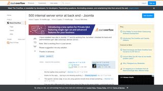 
                            3. joomla1.7 - 500 internal server error at back end - Joomla ...