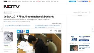 
                            1. JoSAA 2017 First Allotment Result Declared - ndtv.com