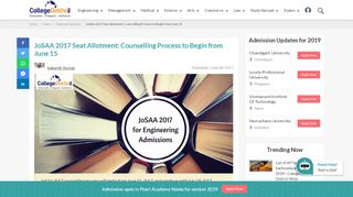 
                            7. JoSAA 2017 Seat Allotment: Counselling Process to Begin ...