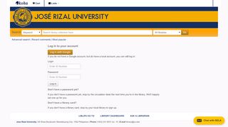 
                            8. Jose Rizal University Library catalog › Log in to your account