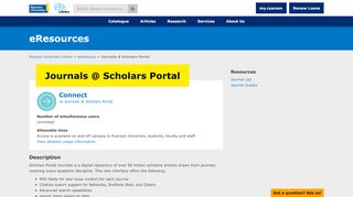 
                            7. Journals @ Scholars Portal | Ryerson University Library & Archives