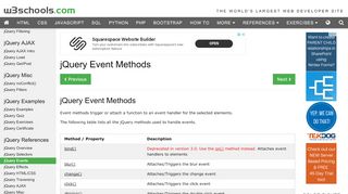 
                            9. jQuery Event Methods - w3schools.com