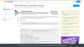 
                            8. jquery - PHP AJAX login, is this method secure? - Stack ...