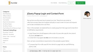 
                            6. jQuery Popup Login and Contact Form | FormGet