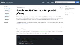 
                            8. jQuery - Web SDKs - Documentation - Facebook for Developers