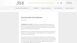 
                            5. JSE Launches Online Virtual Trading Game