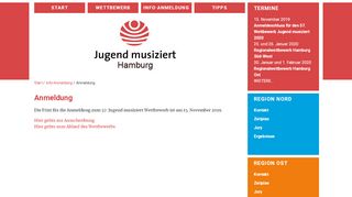 
                            8. Jugend musiziert Hamburg e.V. - Anmeldung