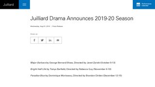 
                            6. Juilliard Drama Announces 2019-20 Season at The Juilliard ...