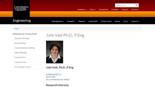 
                            5. Julie Vale Ph.D., P.Eng | Engineering - University of Guelph