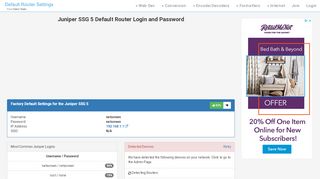 
                            8. Juniper SSG 5 Default Router Login and Password